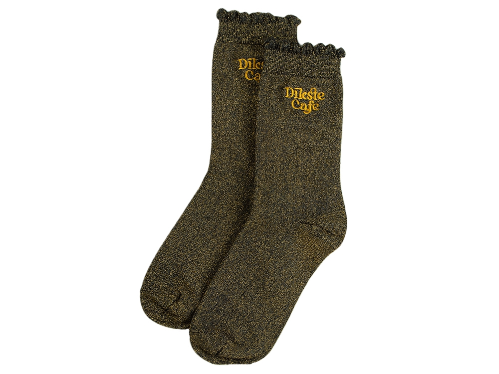 Glittersokken Zwart met goud glitter